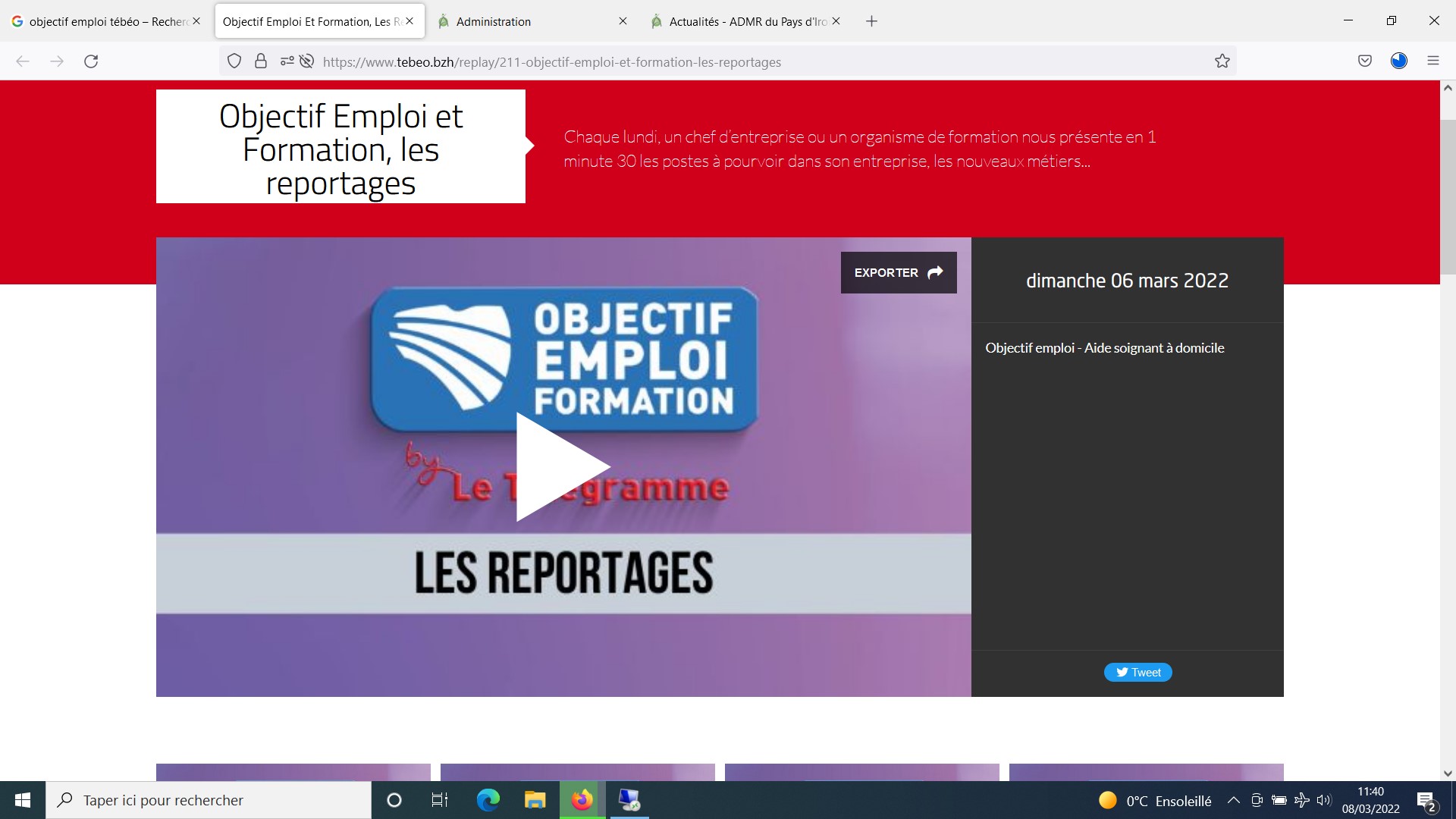 MEDIAS : L'ADMR SUR TEBEO