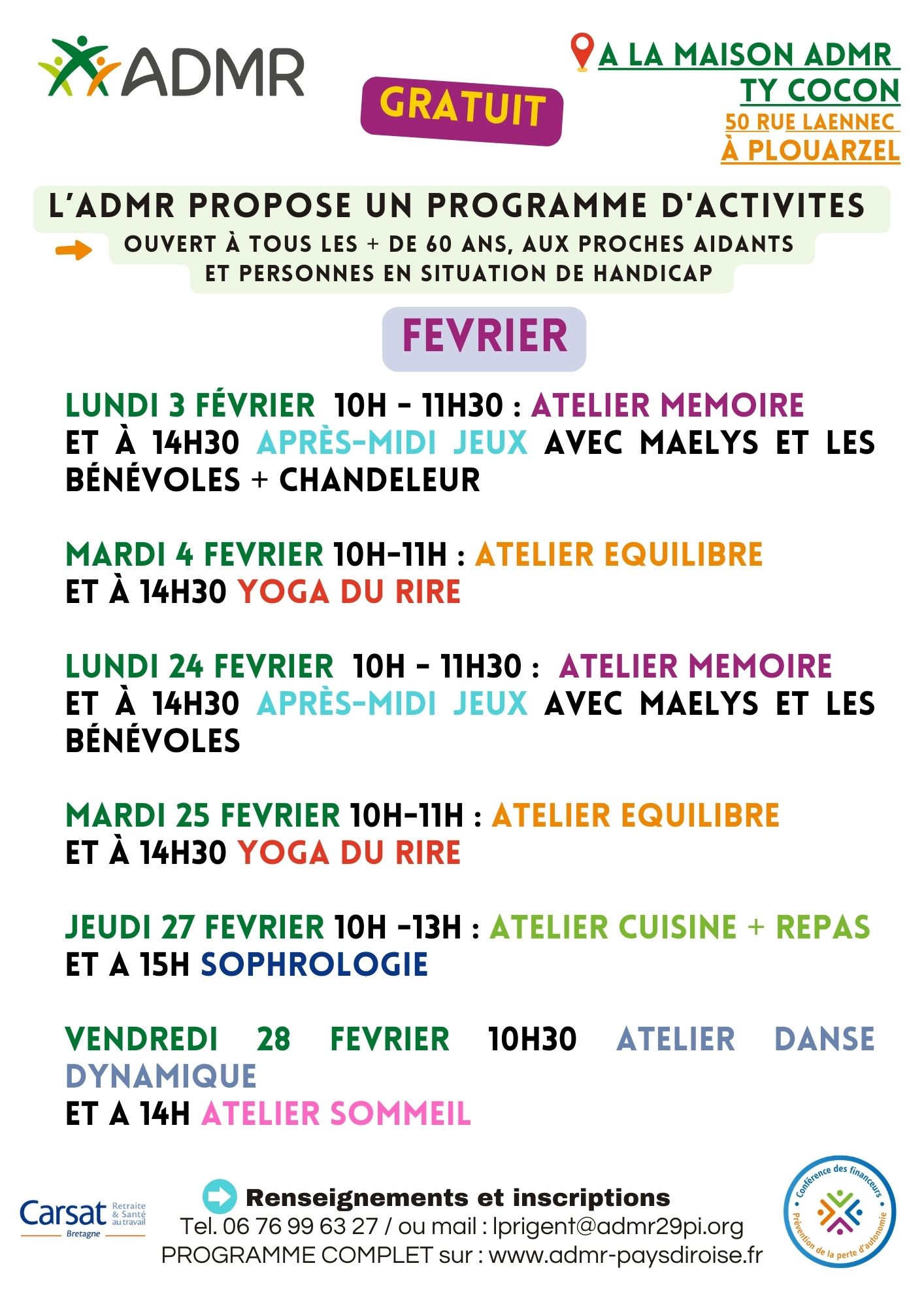 Programme Maison ADMR février