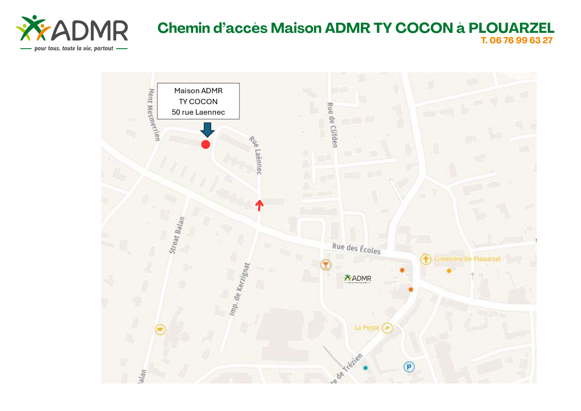 Plan d'acc&egrave;s Maison ADMR TY COCON