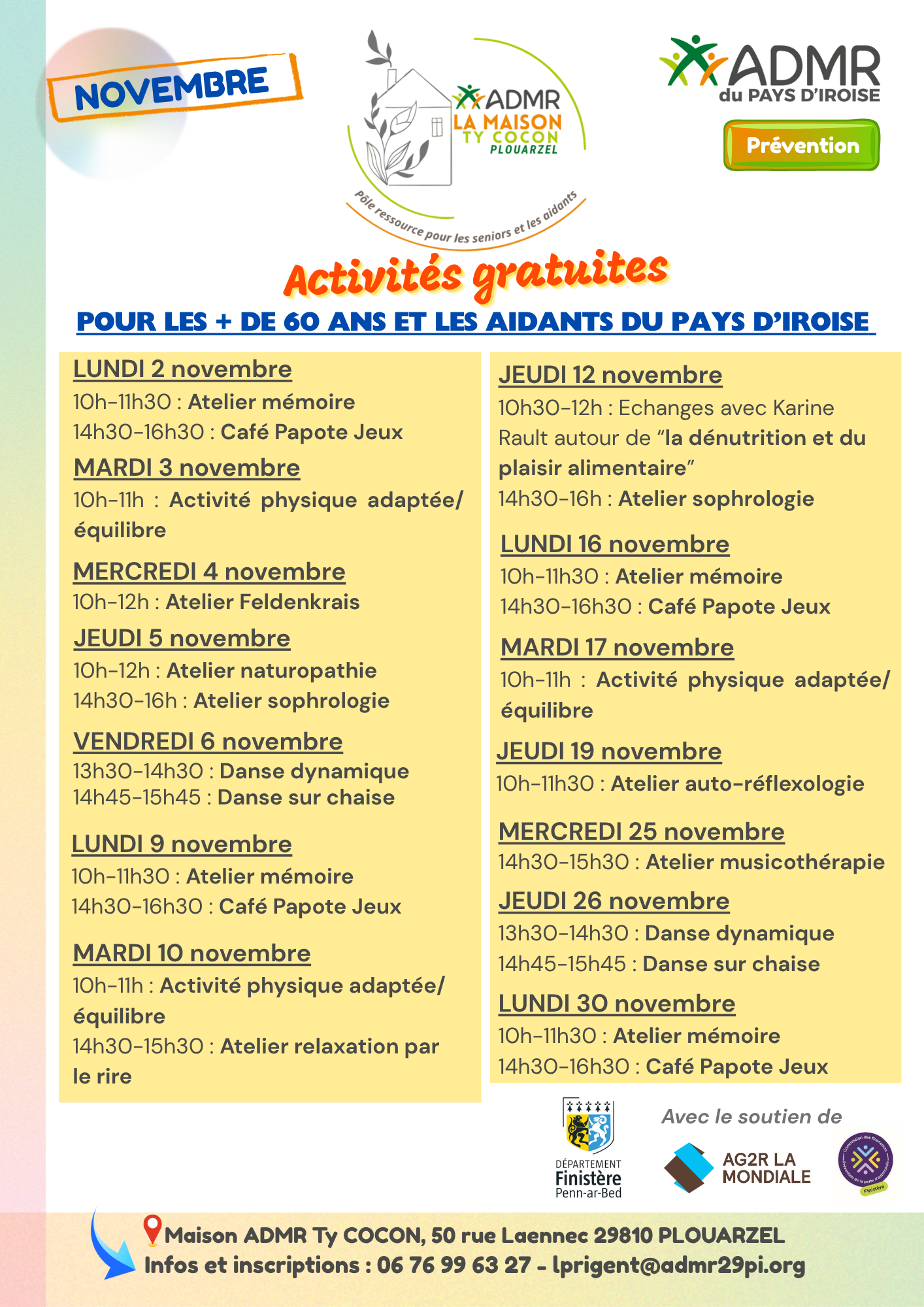 Programme Maison ADMR Novembre